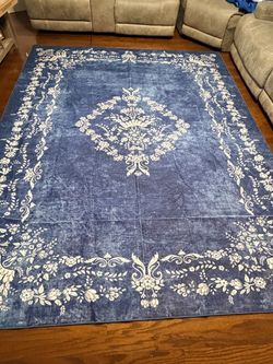 Large Blue Floral Area Rug