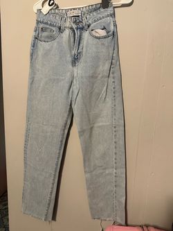 Light Wash High-Waist Straight Leg Jeans