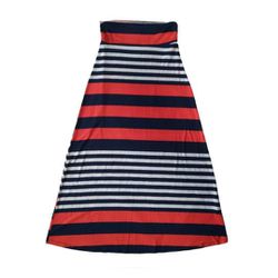 Pink Blush Size Medium Red White & Blue Horizontal Striped Maxi Length Skirt GUC