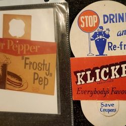 Vintage Dr. Pepper & Klicker Soda Ads