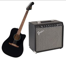 Fender California Acoustic Guitar and Fender amp