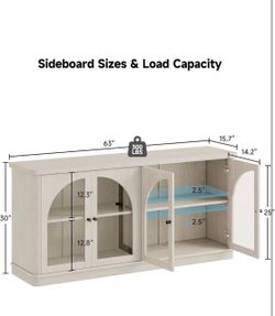 White Sideboard Cabinet with Arched Glass Doors