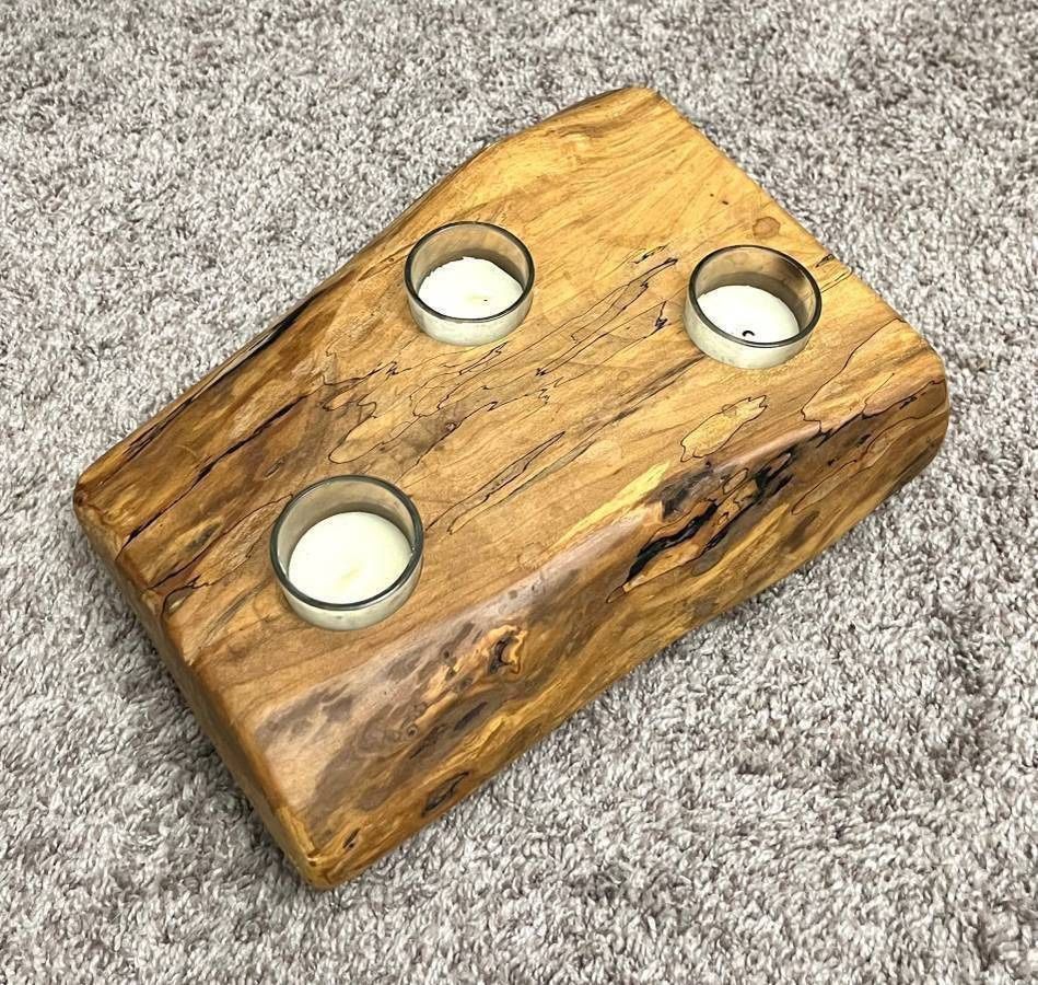 Live Edge Spalted Wood Tea Light Candle Holder By Tote Road
