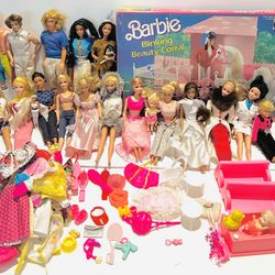 Lot Of Vintage 1966-99 Mattel Barbie Dolls & Ken Dolls w/ Outfits & Accessories