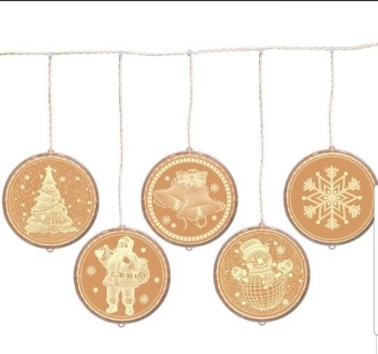 Christmas Lights 5pcs 6.3 Inch Round LED Light String Fairy Lighting for Outdoor, Indoor, Garden, Yard, Party, Home, Wreath, Garland, Christmas Tree