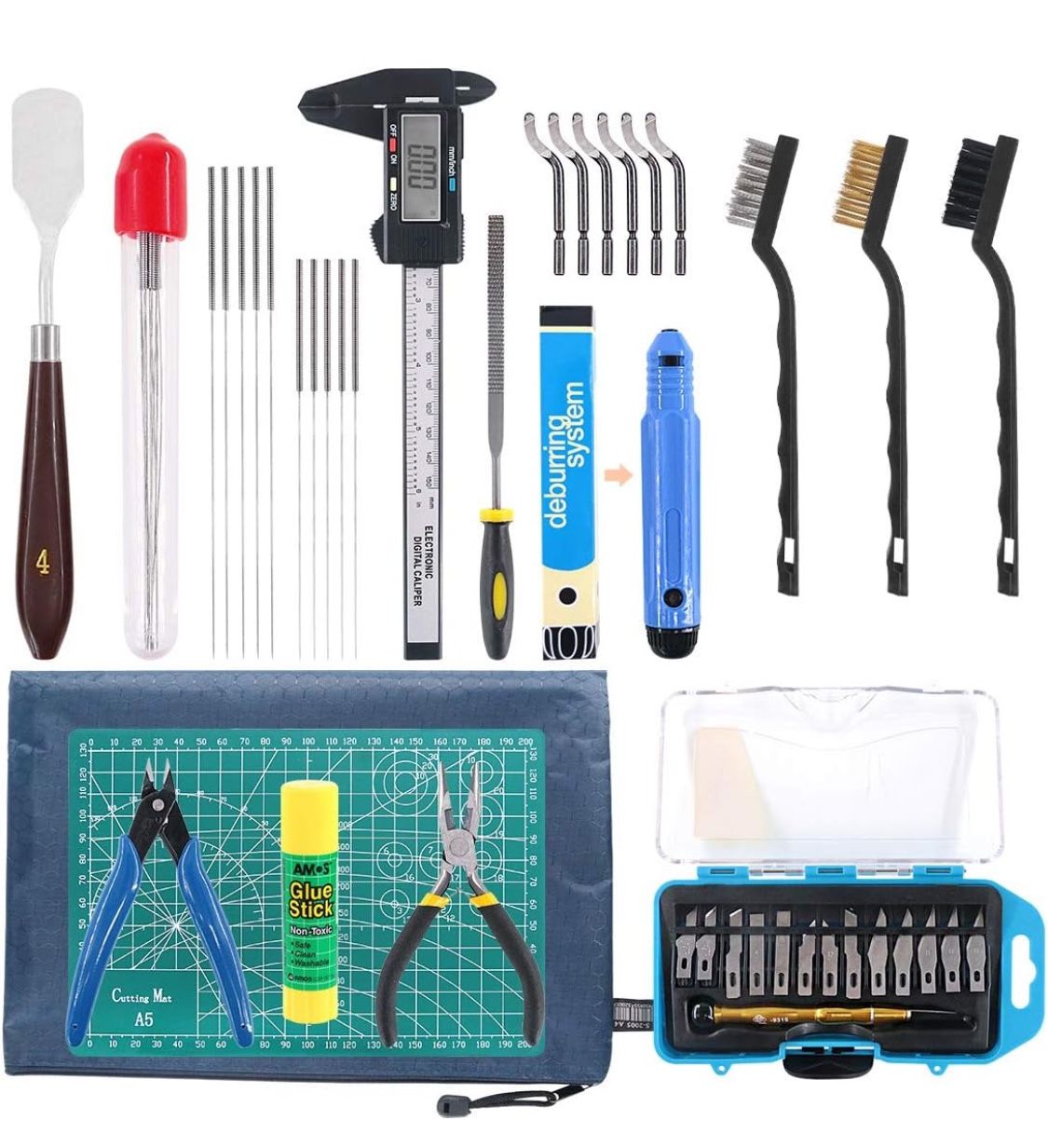 3D Print Tool Kit Includes Debur Tool, Cleaning and Removal Tool with Storage Bag, 3D Printer Tool Set for Cleaning, Finishing and Printing 3D Prints
