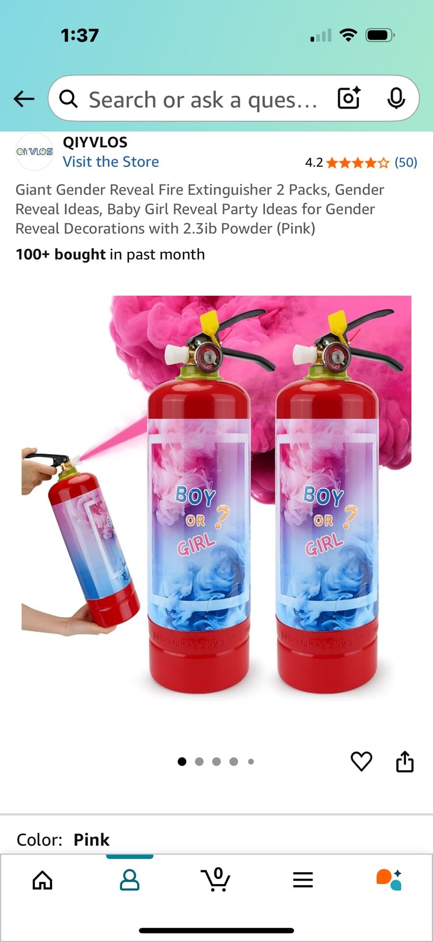 Gender reveal pink extinguishers