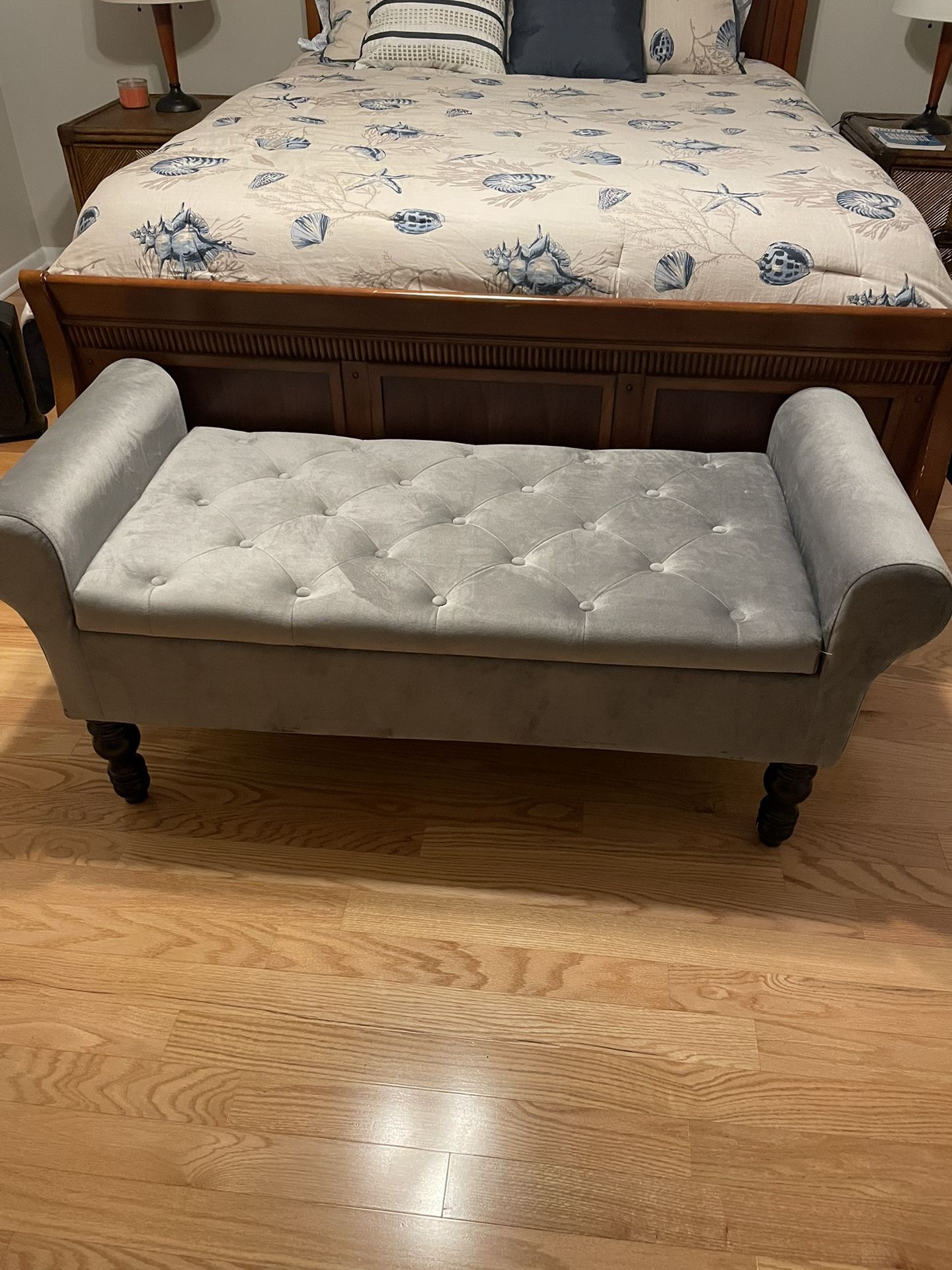 Upholstered Storage Ottoman Light Gray