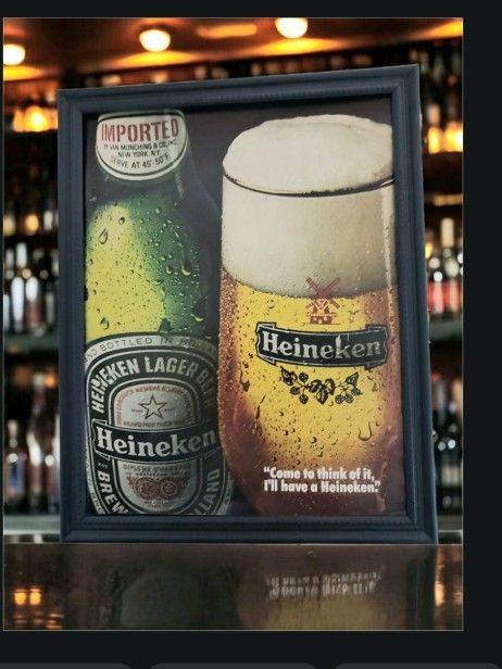 8x10 Framed Original vintage advertisement for Heineken Poster