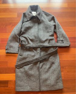 Women’s Abercrombie & Fitch Wool Blend Grey Belted Coat - Size Large