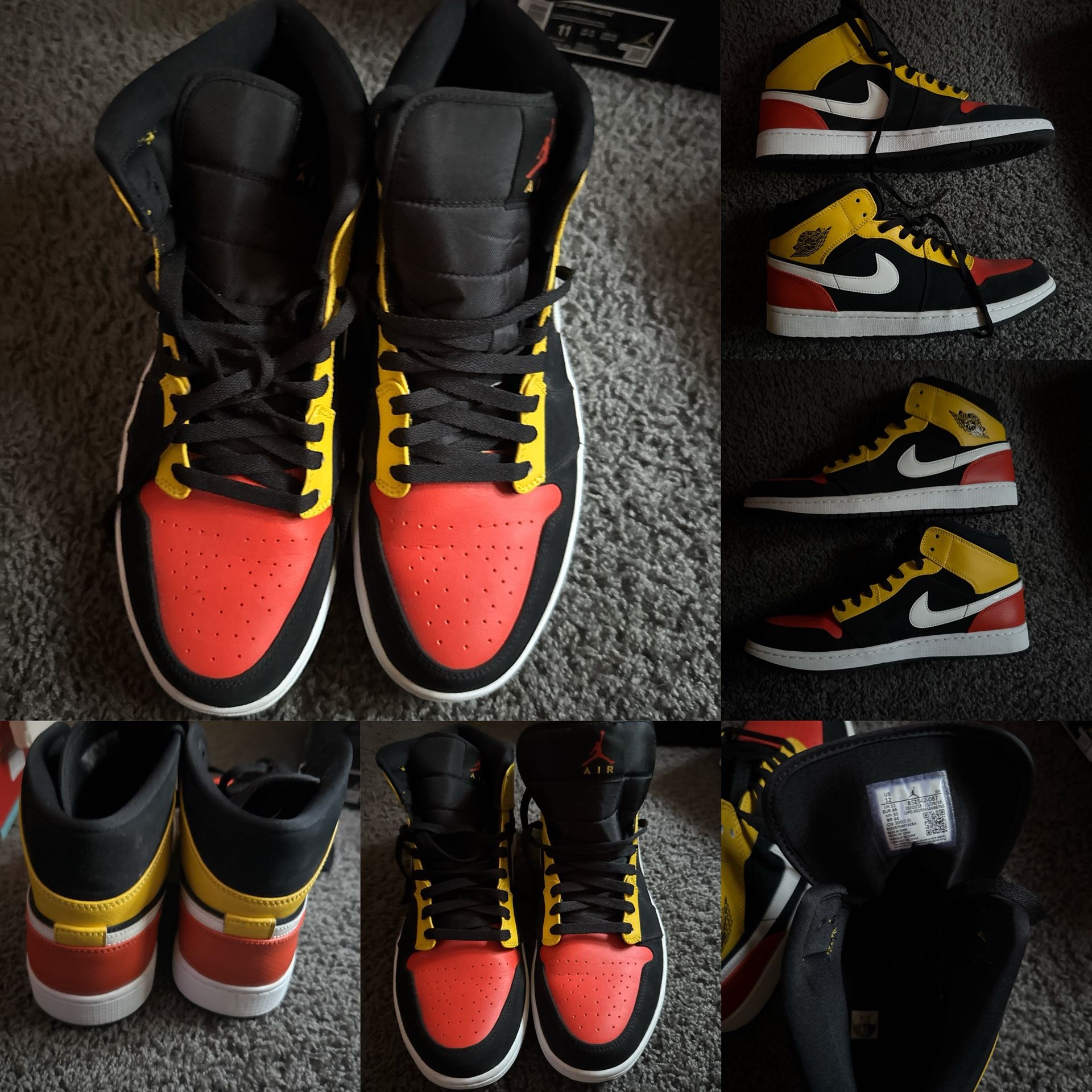 Men’s Air Jordan 1 Mid SE Size 12 (Black/Orange/Red)