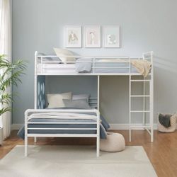  BRAND NEW L-Shape Bunk Bed – White/Terracotta – Fun & Modern