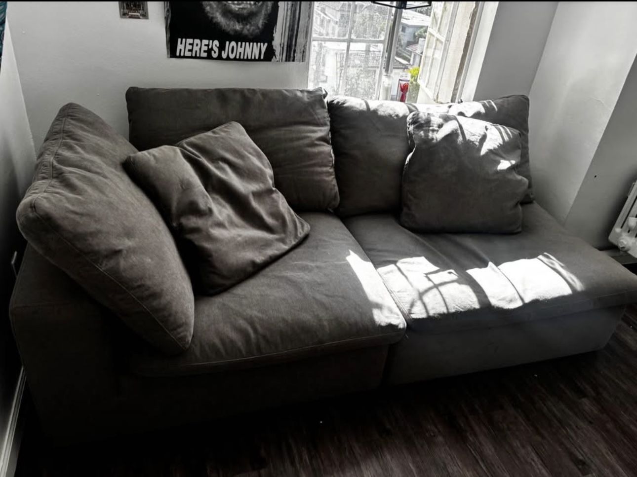 2-Piece dark gray sectional couch