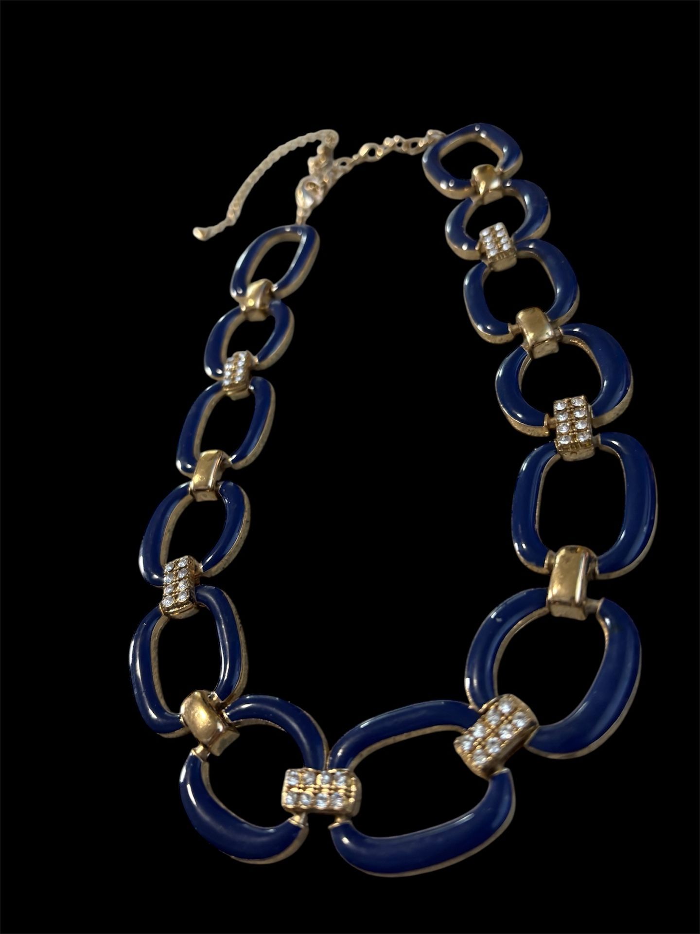 Blue Enamel Rhinestone Necklace