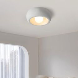 Ceiling Light G9 Base Japanese Wabi-Sabi Style Round Lighting Fixture (Matte White, 30cm/11.8inch)