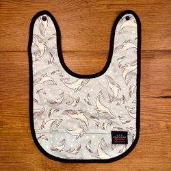 Baby Bib with Light Blue Whale Design, Seattle-Made & Eco-Friendly