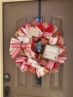 Large Mesh Gingerbread Christmas Wreath