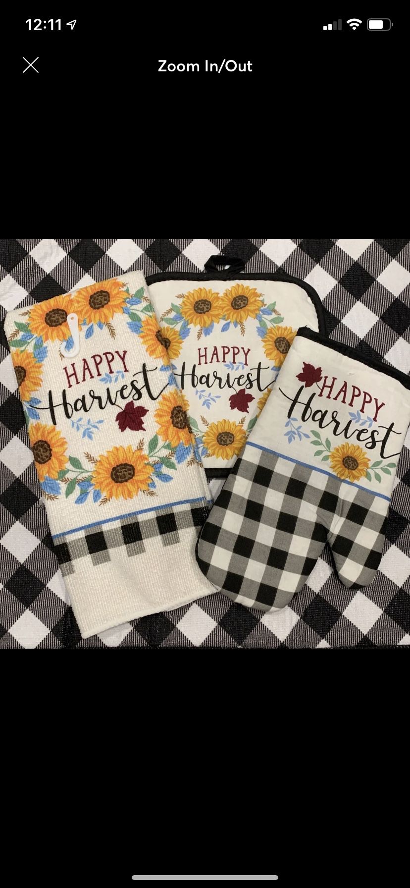 Happy harvest sunflower kitchen towel set