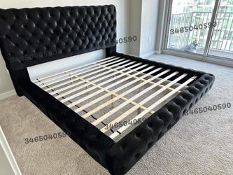 Black king size platform bed frame