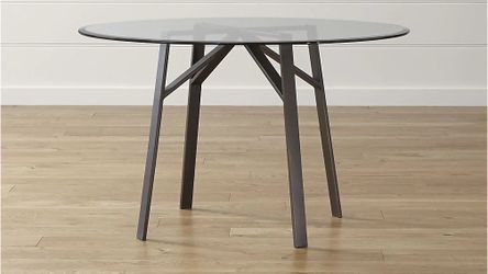 Crate & Barrel Belden Round Glass Dining Table, 48”