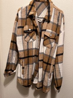 Yellow Plaid Flannel Shacket Shirt Jacket