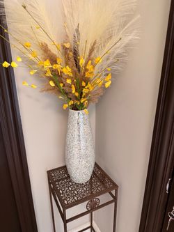 Tall Silver Mosaic Floor Vase