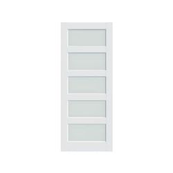 New in the box 30-in x 80-in White Primed Solid Core Solid door 5-Lite Frosted Glass Interior Slab Door