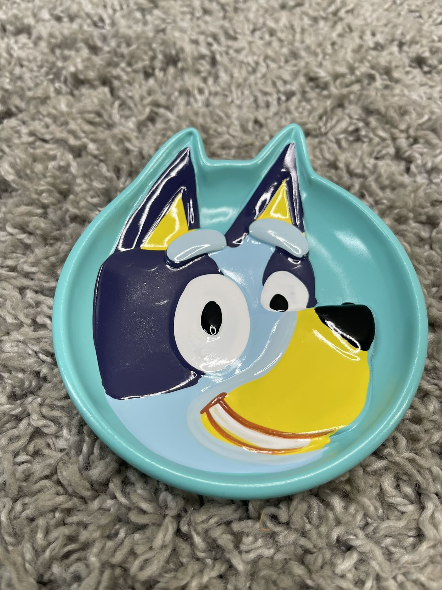 Bluey Soap Dish Face Small Resin Trinket Tray Home Bathroom Decor Blue New