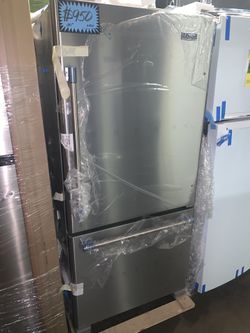 Brand new Maytag 30in. Bottom freezer redrigerator with 6 1yr. Manufacturer warranty