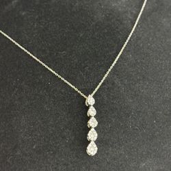 Diamond Pear Drop Necklace 1/2 ct tw 10K White Gold 18"