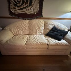 Leather Sofa w/ Matching Chair Cream color