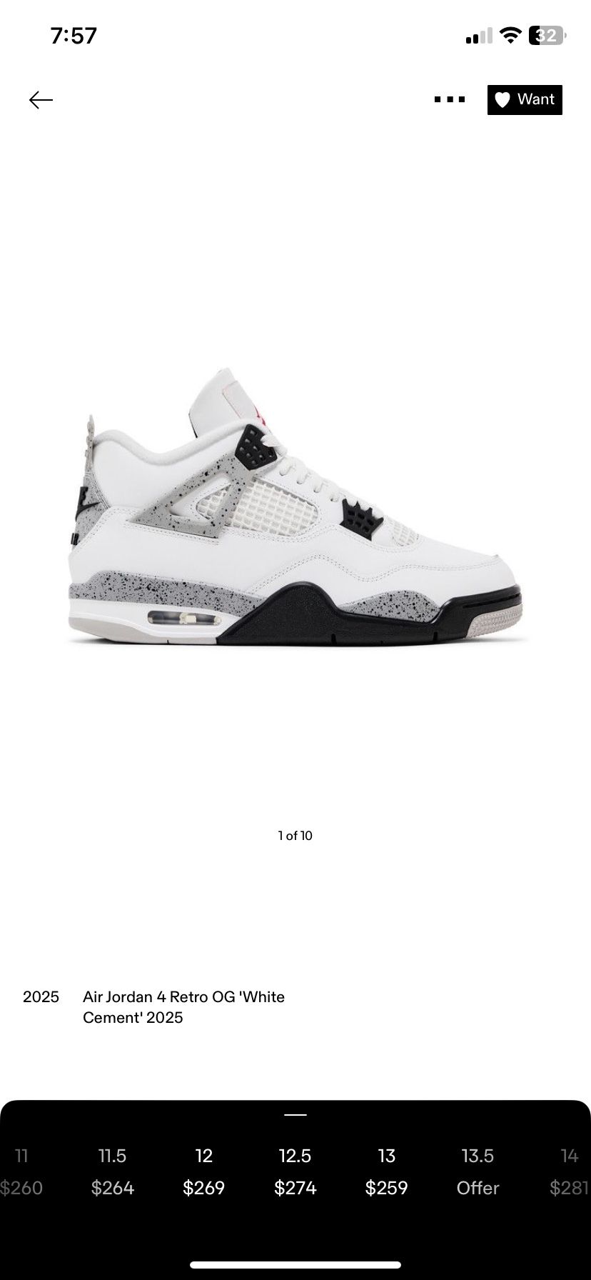 Air Jordan Retro 4 “White Cement”