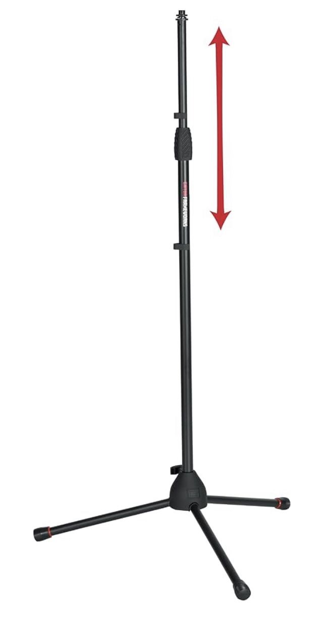 Gator Frameworks Standard Tripod Microphone Stand with Adjustable Height and Both 3/8" and 5/8" Adapters (GFW-MIC-2000