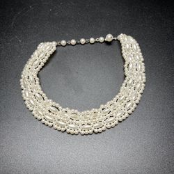 Vintage Faux? Seed Pearl Freshwater Pearl Choker Necklace Victorian Bride Flower Girl Glam