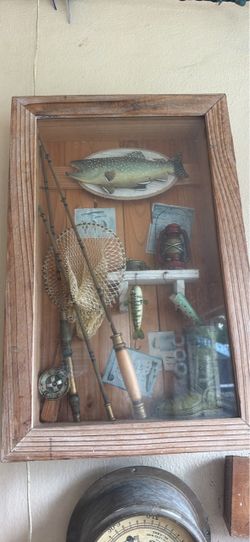 Vintage Fishing Shadow Box Display Case