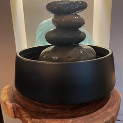 Custom Handcrafted Tabletop Natural Stone Cairn Fountain