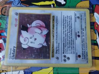1999 Pokémon Base Set Clefairy holo card.