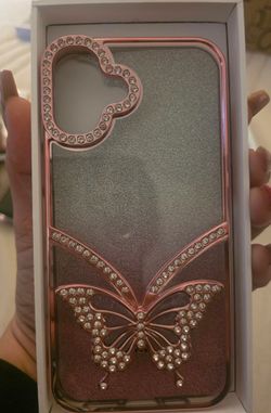 Case for iPhone 16 Plus, Cute 3D Butterfly Pattern Plating Bling