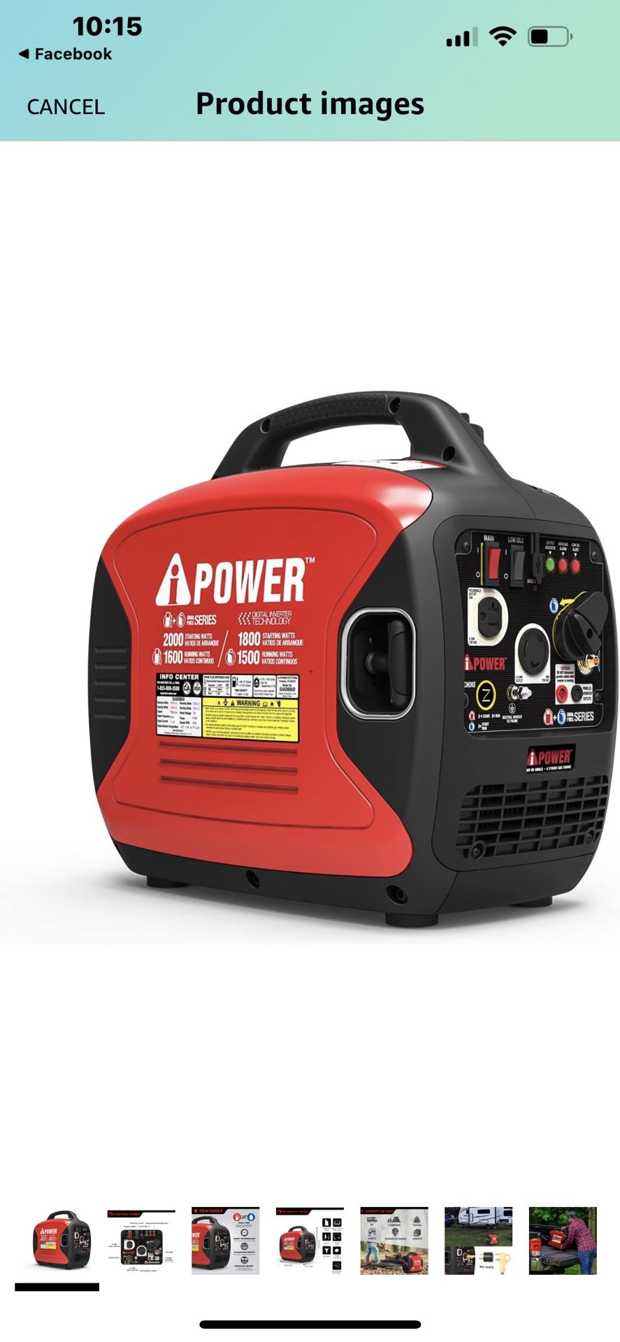 A-iPower SUA2000iD 2000 Watt Portable Inverter Generator Gas & Propane Powered,
