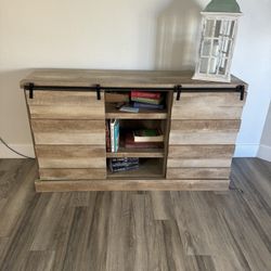 Rustic Sliding Barn Door Console / Bookshelf 