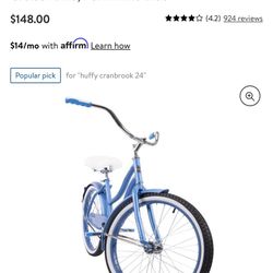  Huffy Blue Cruiser 24” Bike/ Bicycle 