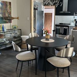 Beautiful Black Pedestal Dining Table