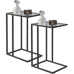 23.4” Tempered Glass C Shaped End Tables