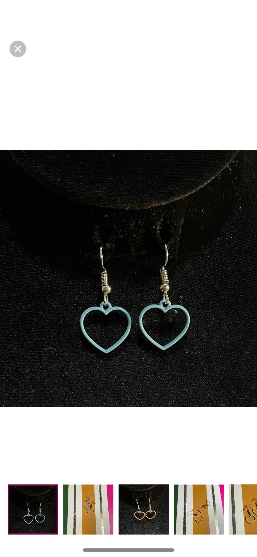 Set Of 3 Pairs Of Heart Earrings (Blue, Pink, Green)