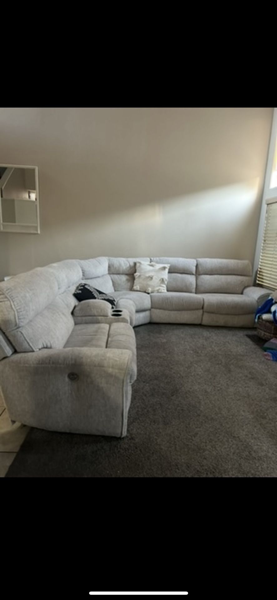 6 Seater L Shaped Couch -3 Recliners Within Charging Ports