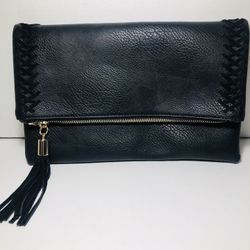 Moda Luxe Vegan Leather Clutch. Genuine Suede Details Excellent Condition