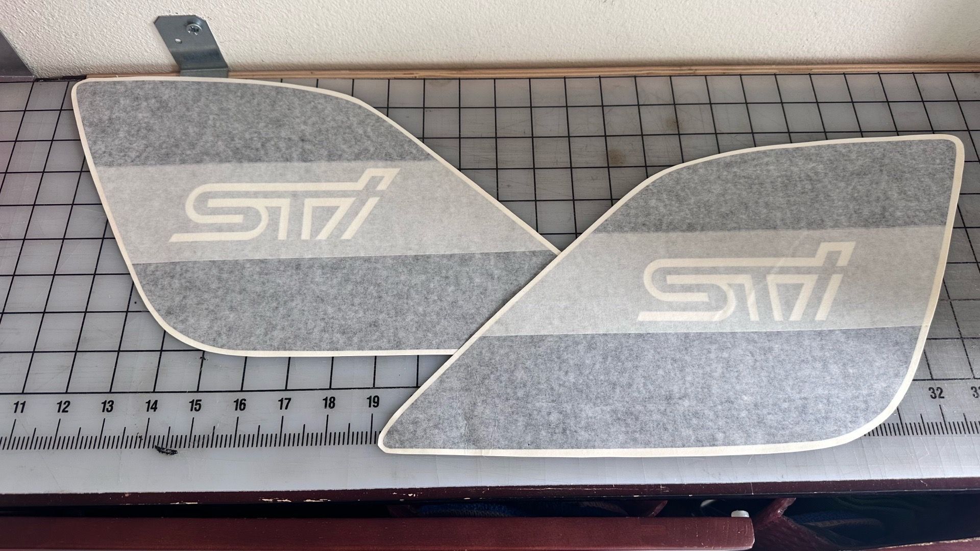 2015 - 2021 SUBARU IMPREZA STI WRX SIDE SPOILER PANEL MATTE BLACK/ STI CUT OUT STICKER VINYL DECAL SET