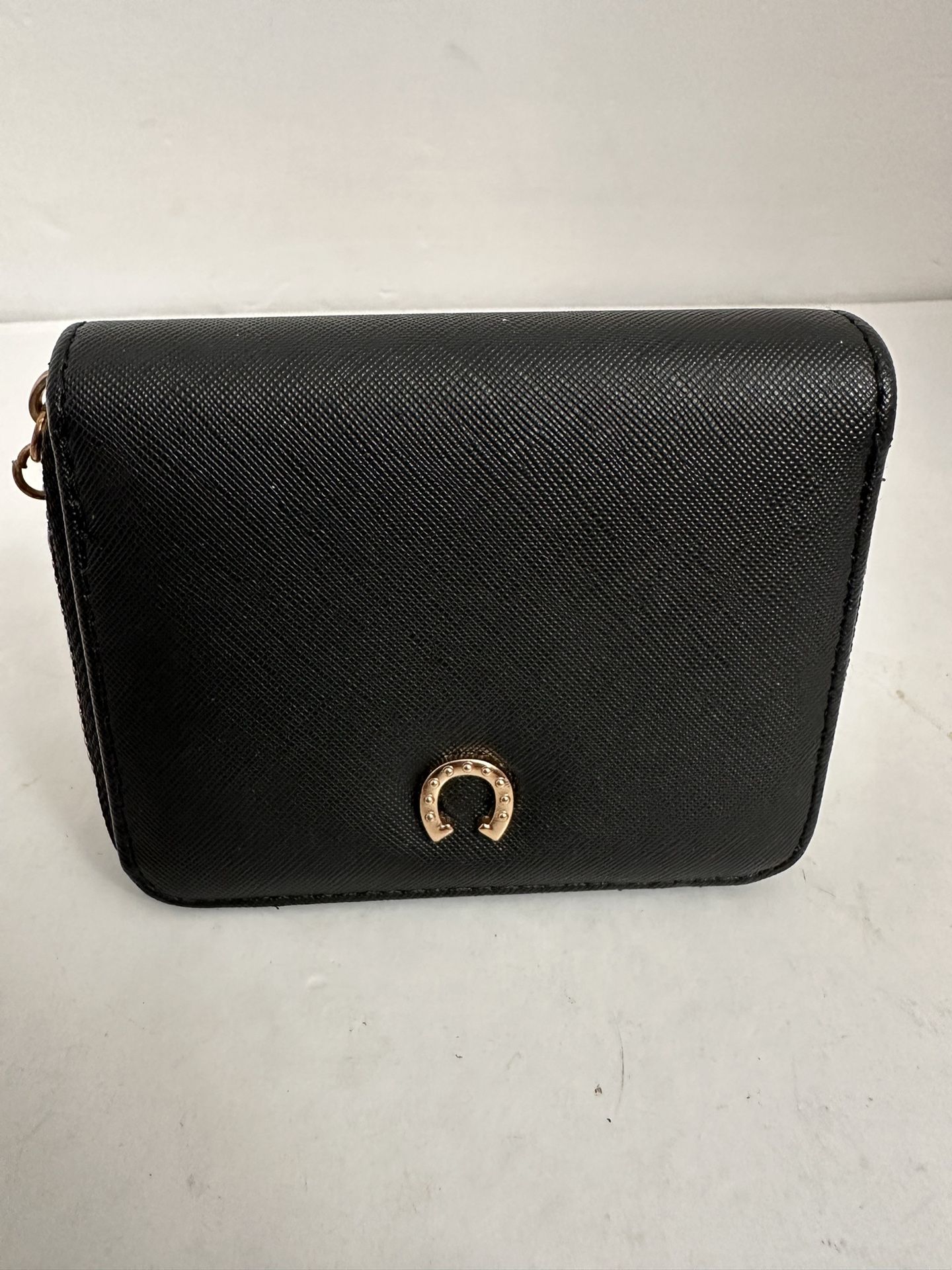 Small zip around card case wallet Black 4”x3”