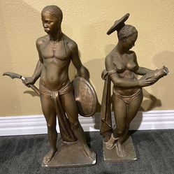 Antique African Warrior Man & Woman