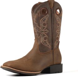SUREWAY Western Boots For Men - Mens Square Toe Cowboy Boot,Oil/Slip Resistant,Durable Fashionable Classic Pull on 10 Inch Wellington Boots - Soft Toe